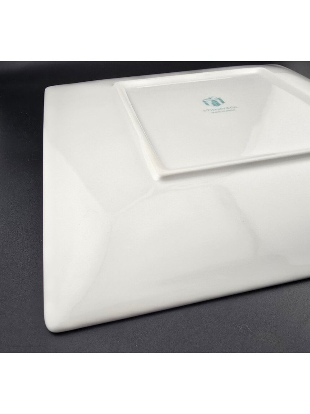 TIFFANY & Co Blue Box Plate Bone China Porcelain White Ribbon Square 10" Plate - Picture 8 of 11